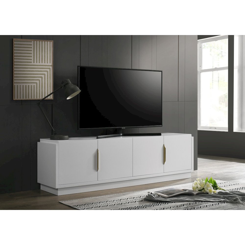 Palmer 70"W White 4-Door TV Stand. Picture 4