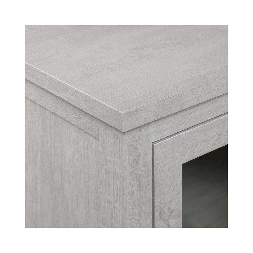 70"W White Walnut Finish Fireplace TV Stand Console with LED Light, Cabinets. Picture 11
