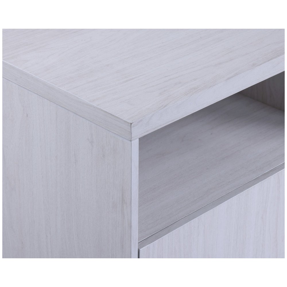 70"W White Walnut Finish Fireplace Console TV Stand with LED Light, Cabinets. Picture 11