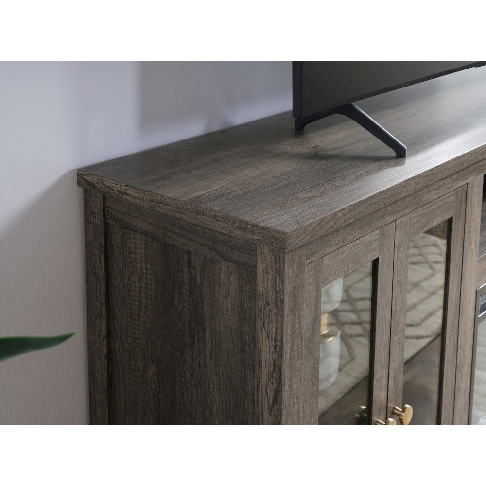 Ellington 70"W Gray Walnut Finish Fireplace TV Stand Console with Heater. Picture 5