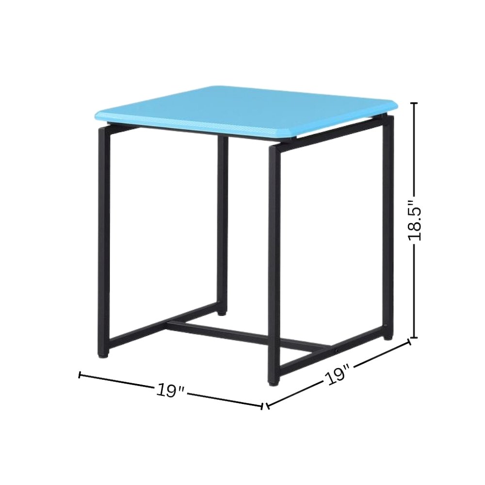 3 Piece Table Set, Carbon Fiber Wrap, Blue, Metal Frame. Picture 8