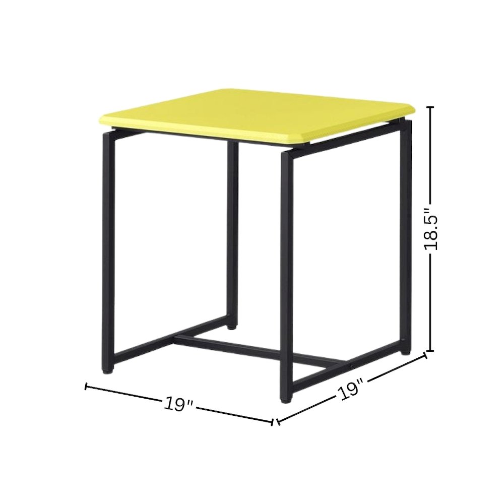 3 Piece Table Set, Carbon Fiber Wrap, Yellow, Metal Frame. Picture 7