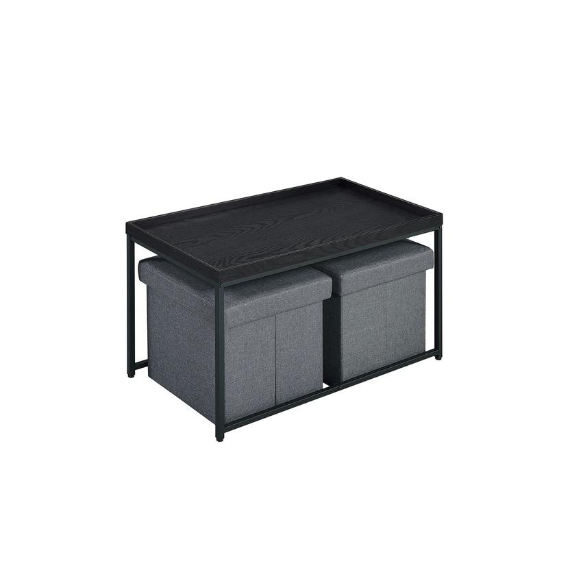 Monty Black Wood Grain 3 Piece Coffee Table Set with Raised Edges. Picture 1