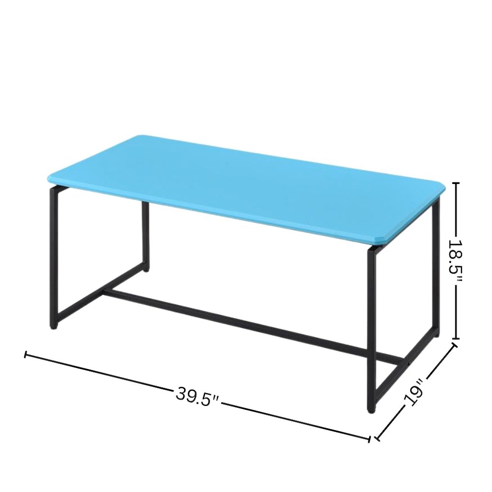 3 Piece Table Set, Carbon Fiber Wrap, Blue, Metal Frame. Picture 7
