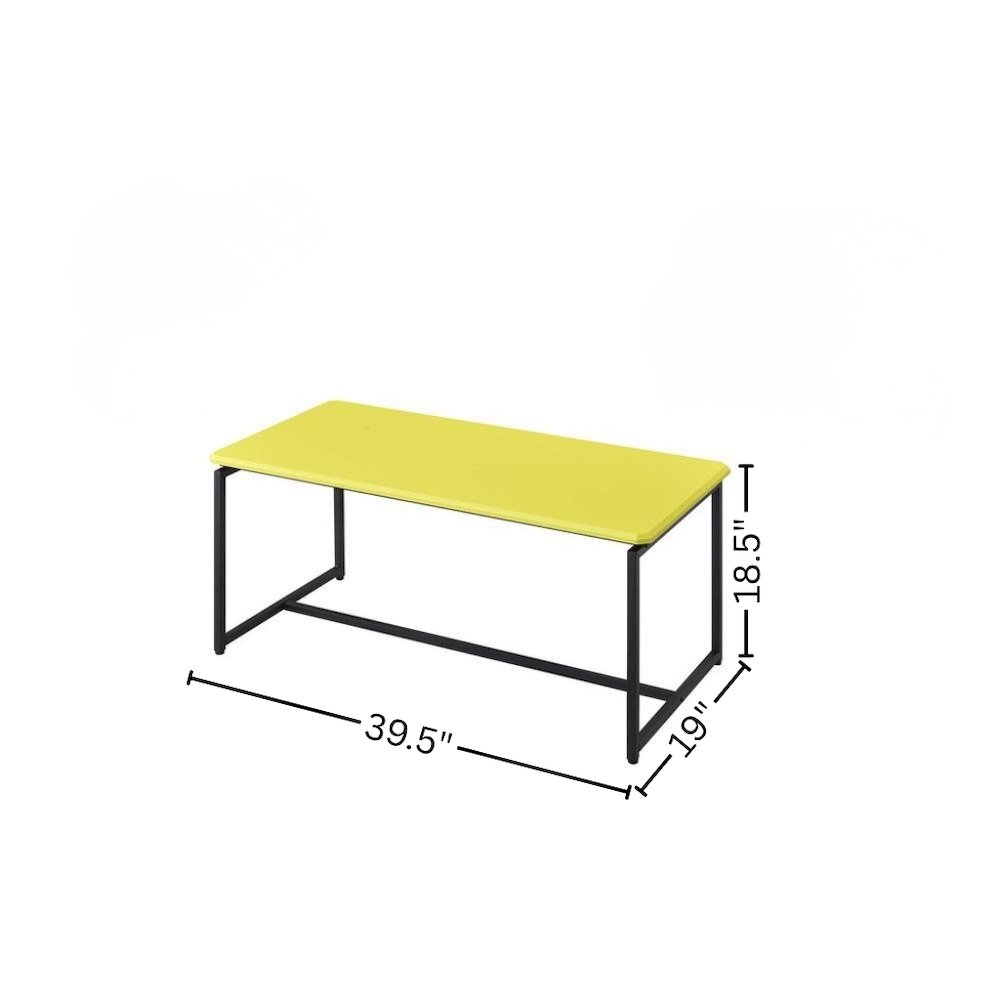 3 Piece Table Set, Carbon Fiber Wrap, Yellow, Metal Frame. Picture 8