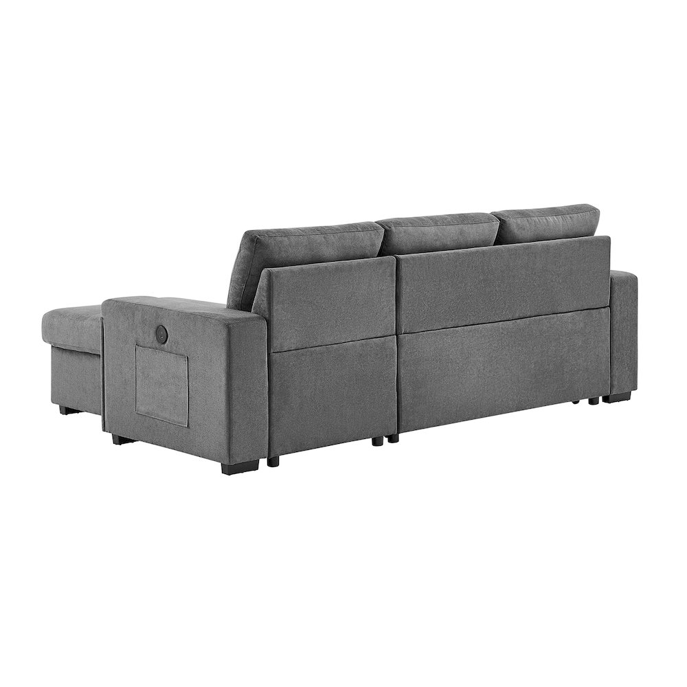 95"W Gray Woven Fabric Reversible Sleeper Sectional Sofa with Storage Chaise. Picture 7