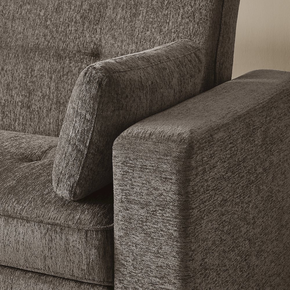 75" Ash Brown Chenille Convertible Sofa Sleeper with Memory Foam,. Picture 11