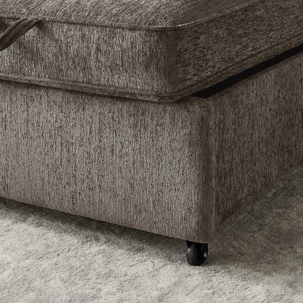 75" Ash Brown Chenille Convertible Sofa Sleeper with Memory Foam,. Picture 12