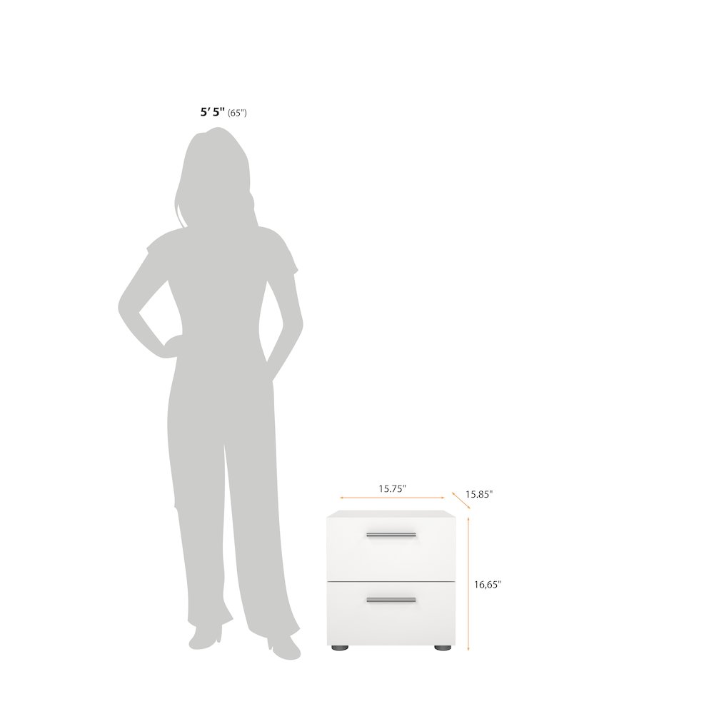 Austin 2 Drawer Nightstand, White. Picture 8
