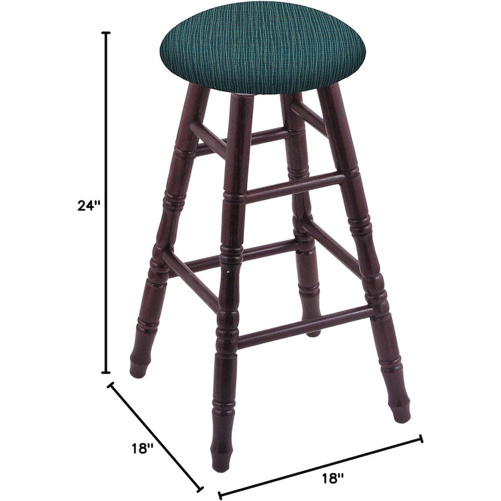 Oak Round Cushion 24" Swivel Counter Stool with Turned Legs, Dark Cherry Finish, and Graph Tidal Seat. Picture 2