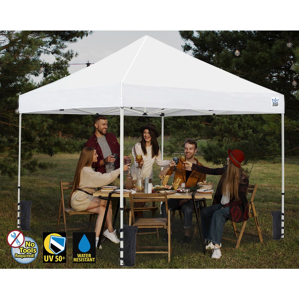10-Feet Instant Pop up Canopy with Weight Bags , 1-Inch Steel Frame, White. Picture 1