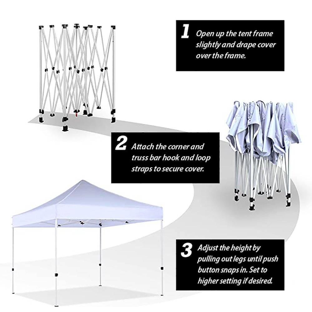 10-Feet Instant Pop up Canopy with Weight Bags , 1-Inch Steel Frame, White. Picture 2