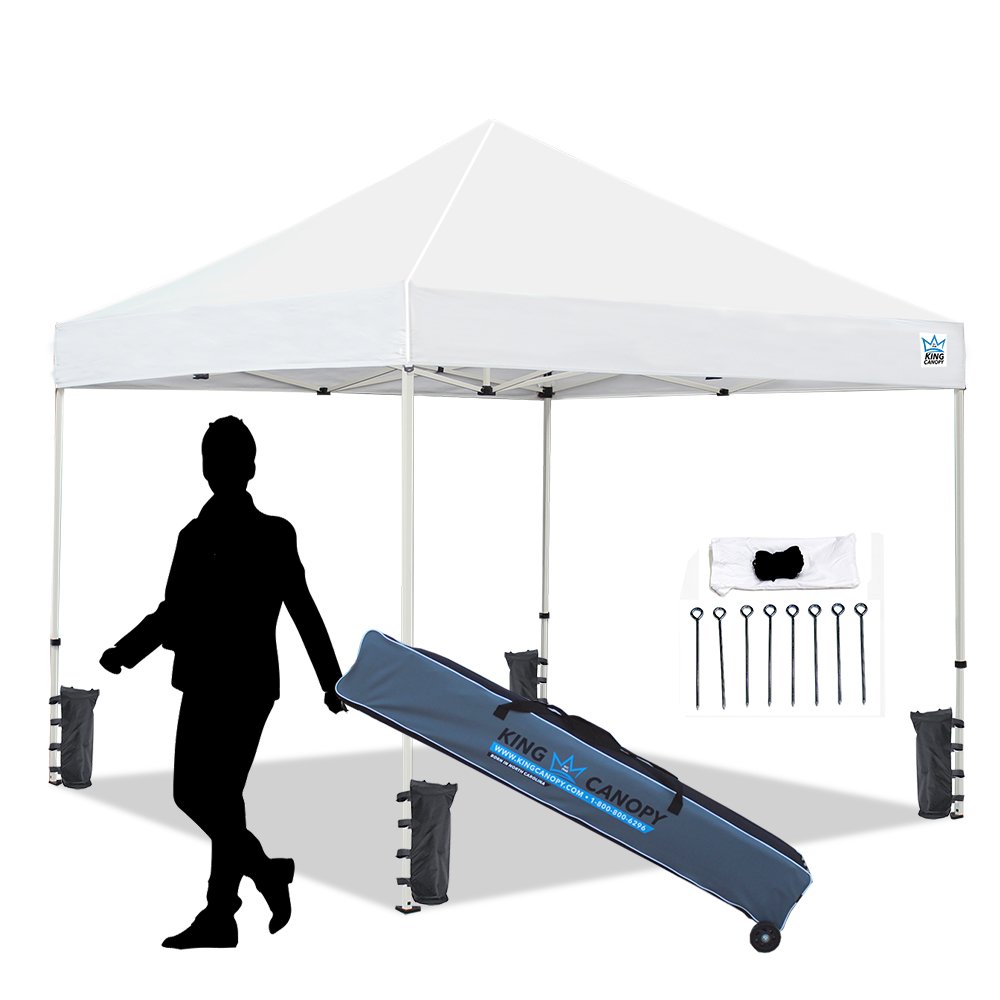10-Feet Instant Pop up Canopy with Weight Bags , 1-Inch Steel Frame, White. Picture 7