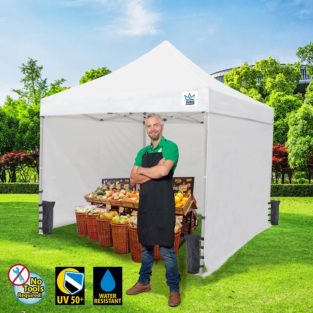 10-Feet Instant Pop up Canopy with 3 Solid Sides, 1 Zippered Door. Picture 1