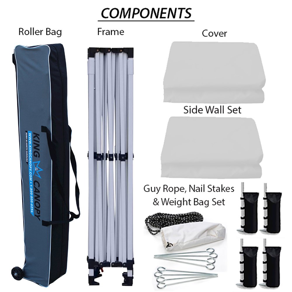 10-Feet Instant Pop up Canopy with 3 Solid Sides, 1 Zippered Door. Picture 3