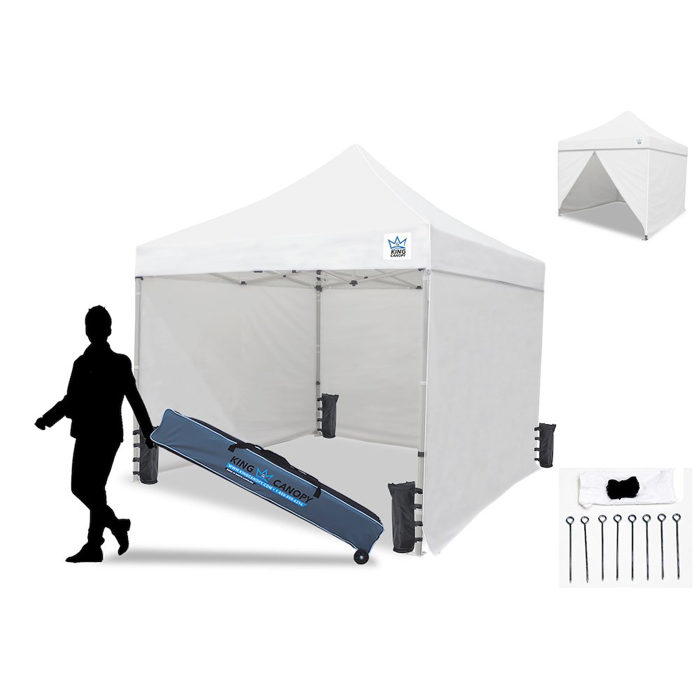 10-Feet Instant Pop up Canopy with 3 Solid Sides, 1 Zippered Door. Picture 7