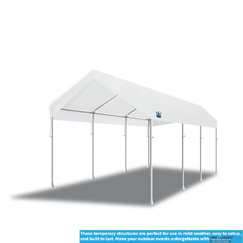 10-Feet by 20-Feet, 2-Inch Hammertone Steel Frame, 8-Leg, Carport, White. Picture 10