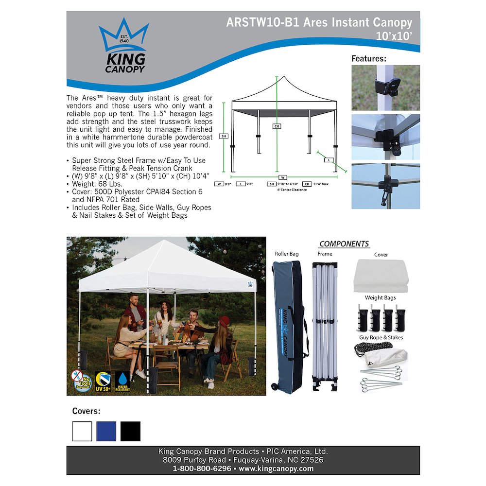 10-Feet Commerical Instant Pop up Canopy with Weight Bags, Guy Ropes and Stakes. Picture 11