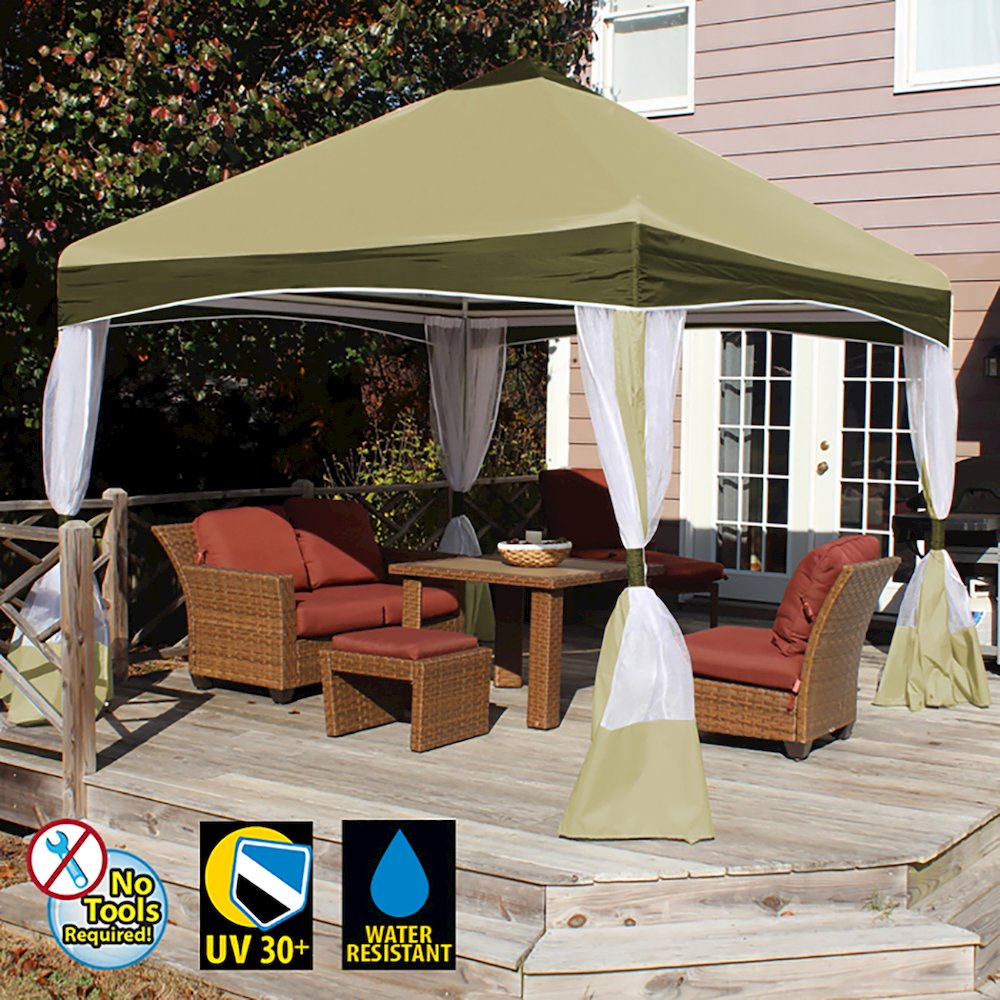 King Canopy Garden Party Backyard Gazebo 10-Feet by 10-Feet, 4-Leg, Olive Branch. Picture 2