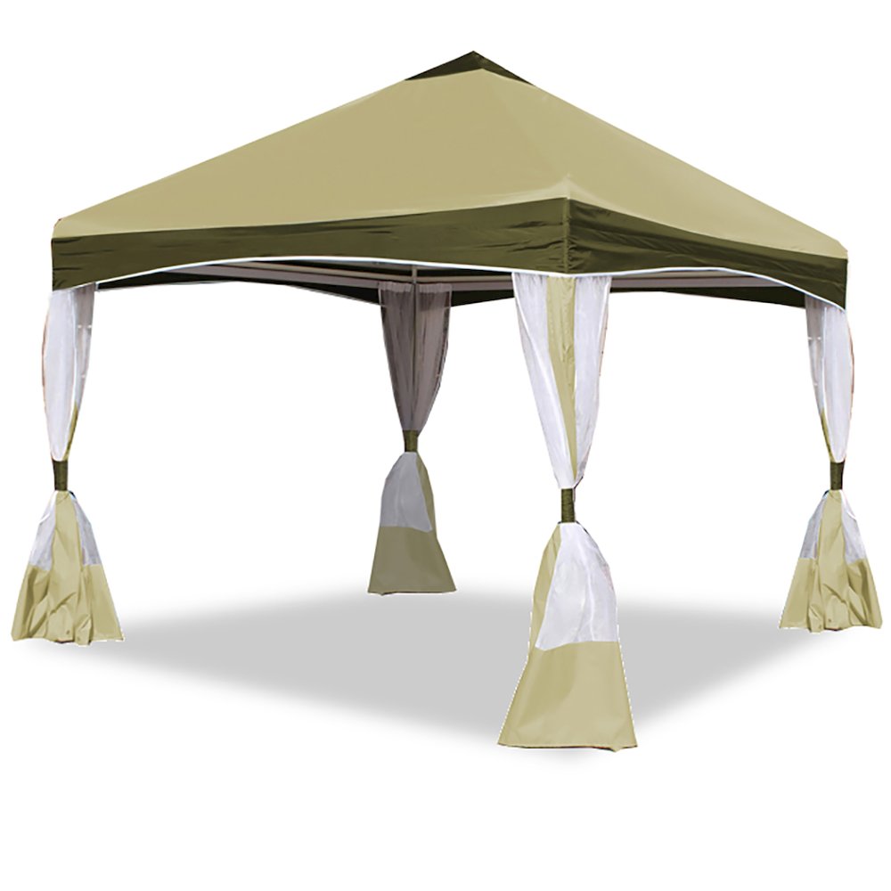 King Canopy Garden Party Backyard Gazebo 10-Feet by 10-Feet, 4-Leg, Olive Branch. Picture 9