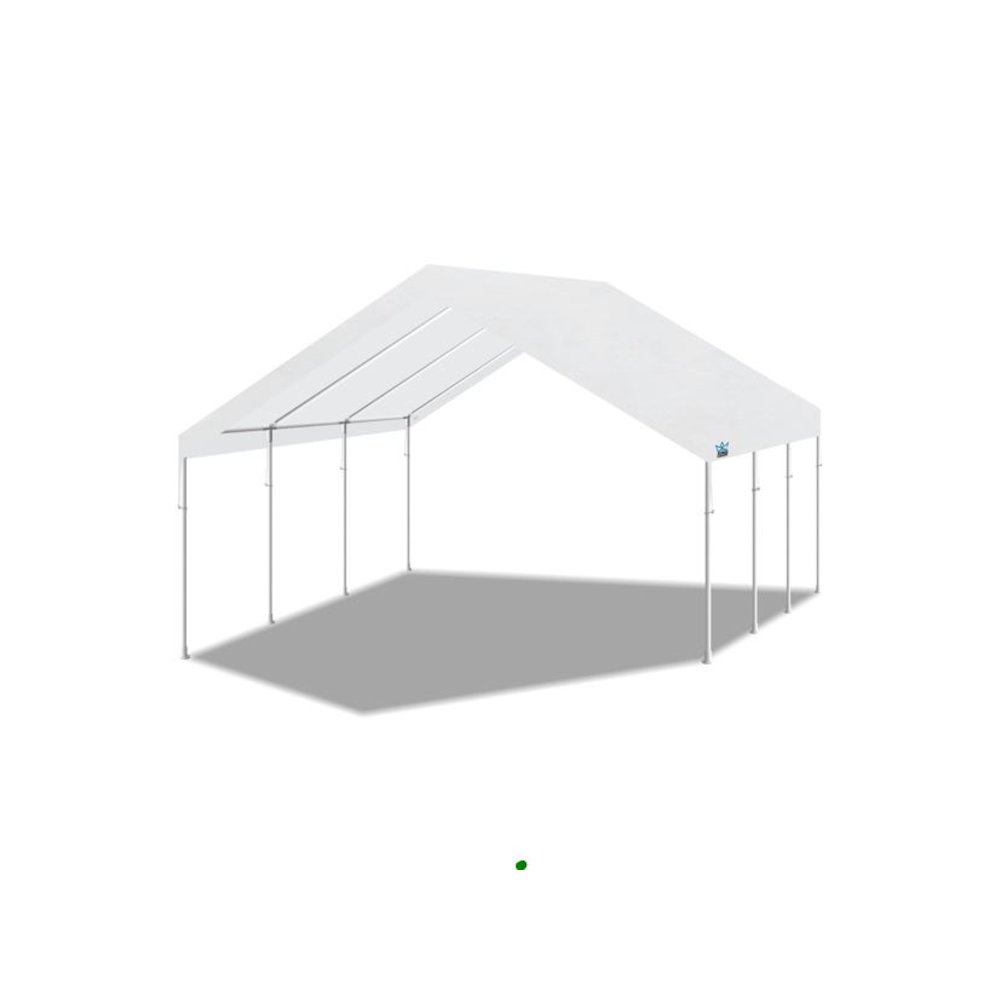 18-Feet by 20-Feet, 2-Inch Hammertone Steel Frame, 8-Leg, Carport, White. Picture 1
