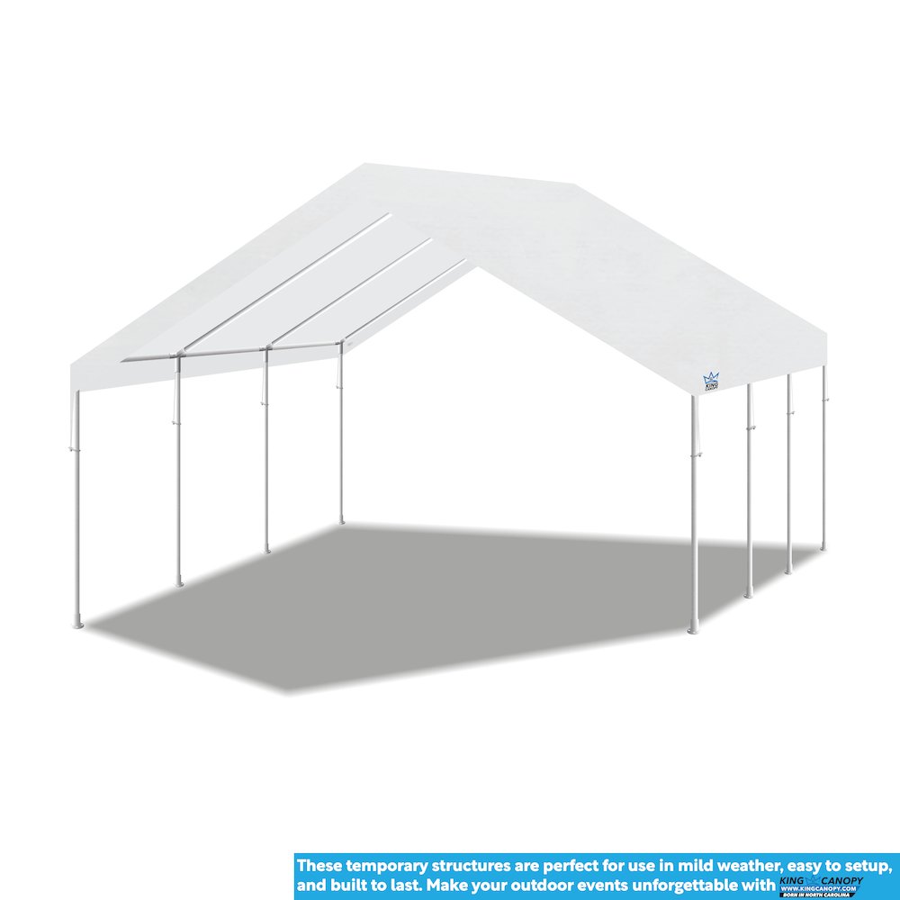 18-Feet by 20-Feet, 2-Inch Hammertone Steel Frame, 8-Leg, Carport, White. Picture 7