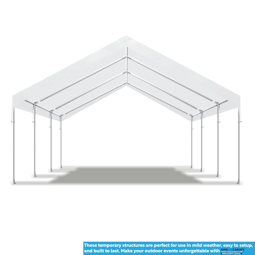18-Feet by 20-Feet, 2-Inch Hammertone Steel Frame, 8-Leg, Carport, White. Picture 9
