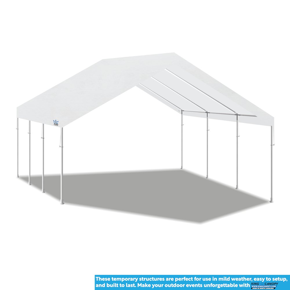 18-Feet by 20-Feet, 2-Inch Hammertone Steel Frame, 8-Leg, Carport, White. Picture 10