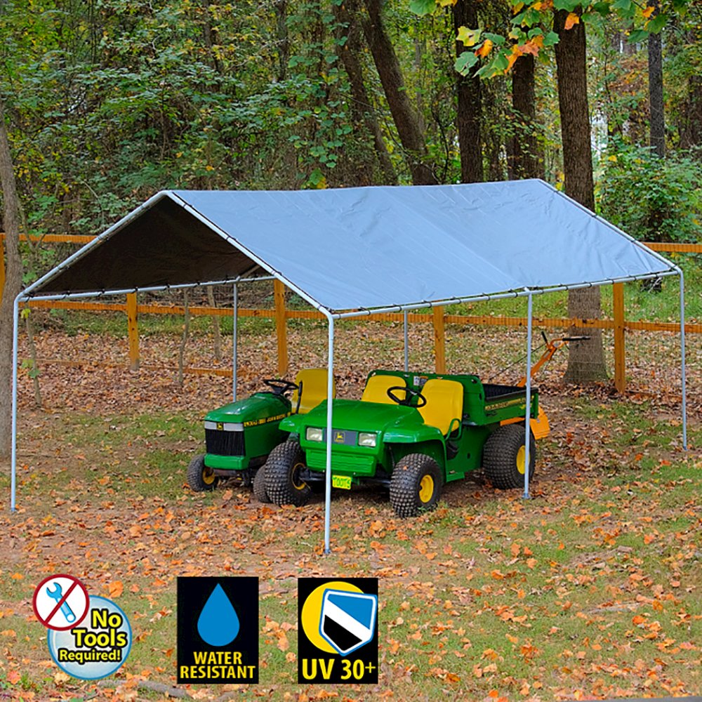 King Canopy Shade King 10-Feet by 20-Feet, 1 3/8-Inch Steel Frame, 6-Leg, Grey. Picture 1