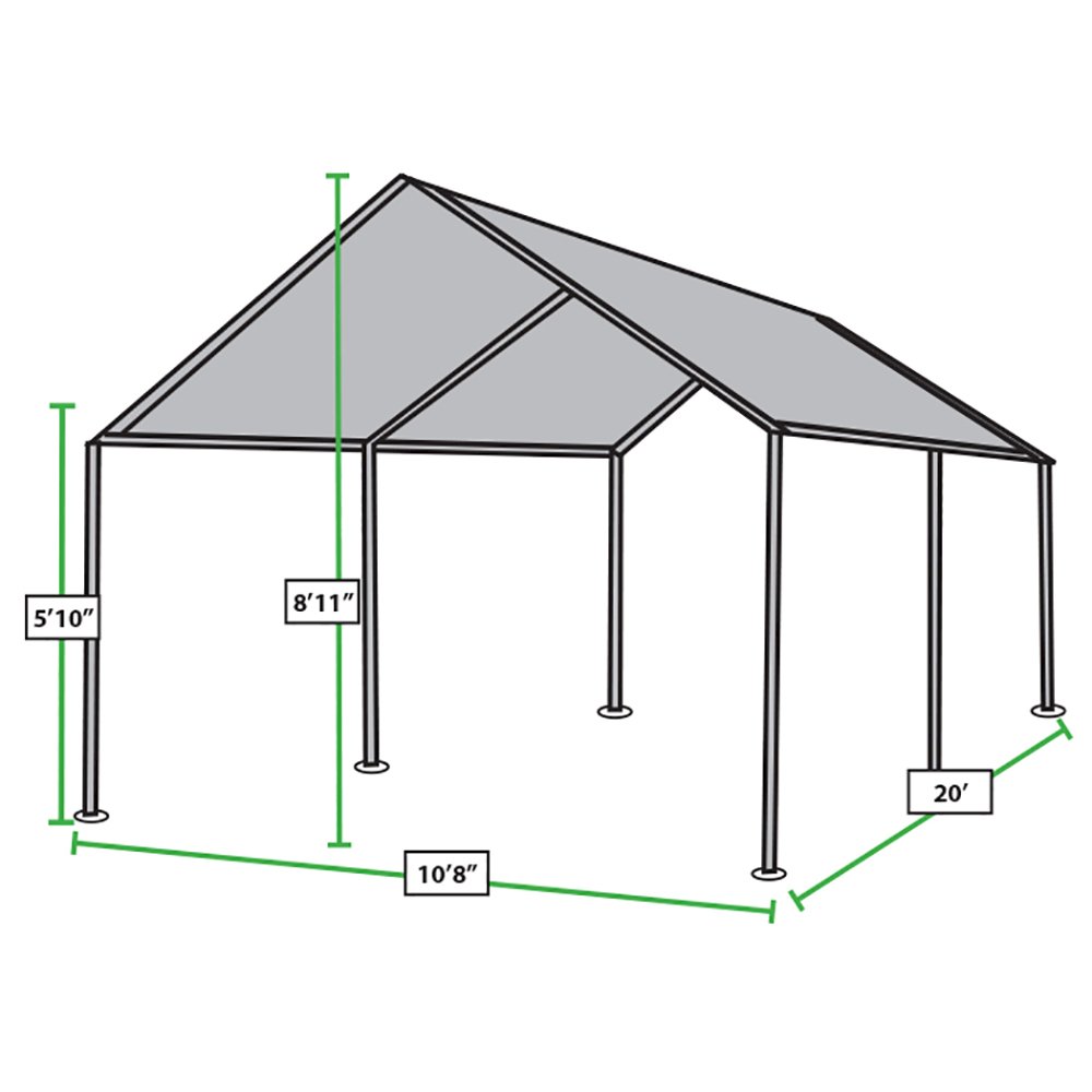 King Canopy Shade King 10-Feet by 20-Feet, 1 3/8-Inch Steel Frame, 6-Leg, Grey. Picture 5
