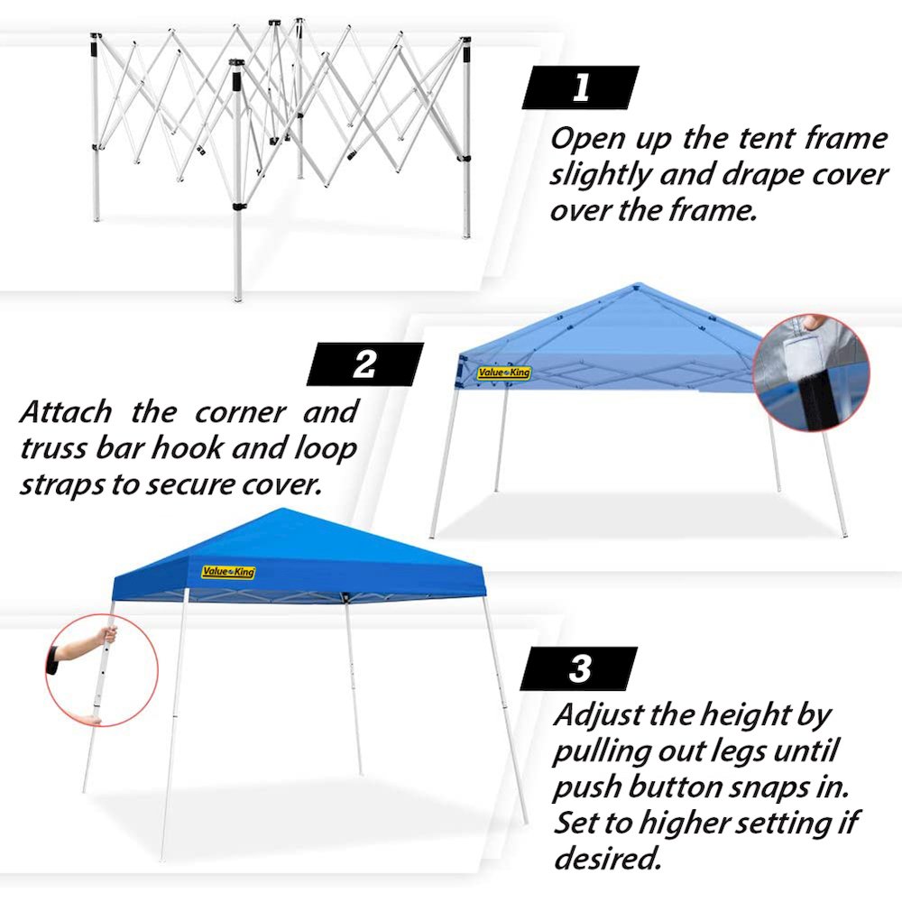 King Canopy Slant leg 10-Feet by 10-Feet Instant Pop Up Tent, Blue, SLANT10-BL. Picture 2