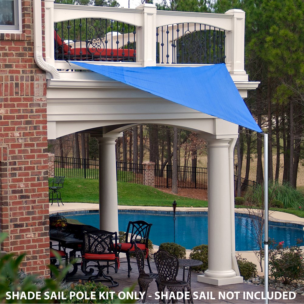 Sun Shade Sail 9-Feet Extension Pole Kit Contains Rope,Stakes and Snapclips. Picture 1
