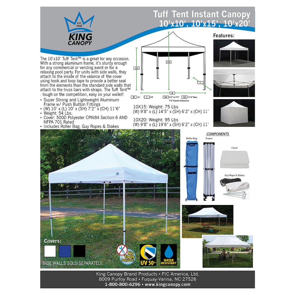 King Canopy Tuff Tent  10x15 ft Instant Pop up Canopy , White Cover. Picture 8