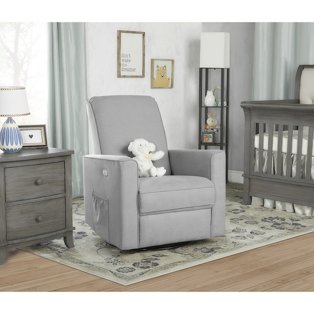 Evolur Harlow Deluxe Glider |Power Recliner| Rocker, 612-LTGRY. Picture 3