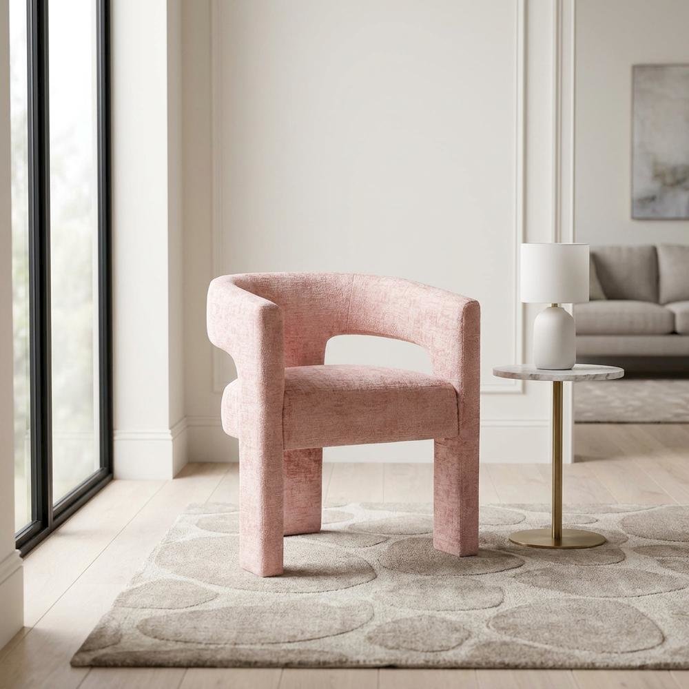 Jacquard Sculpture Accent Chair for Living Room or Bedroom, Pink. Picture 2