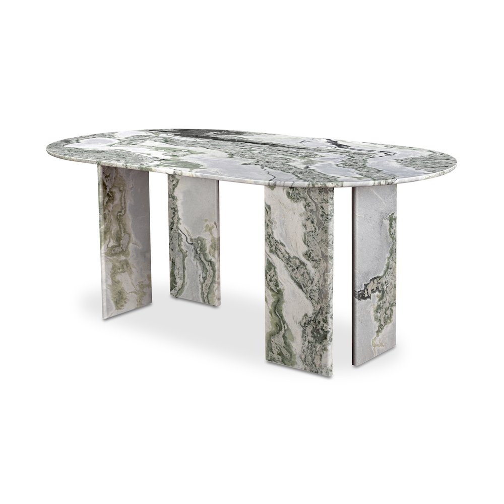 Celia Oval Dining Table Green Onyx Marble. Picture 7