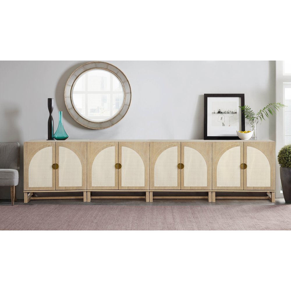 31" Wide 2-Door Accent Cabinet Natural Oak Wood Finish Boho Modern Sideboard. Picture 10