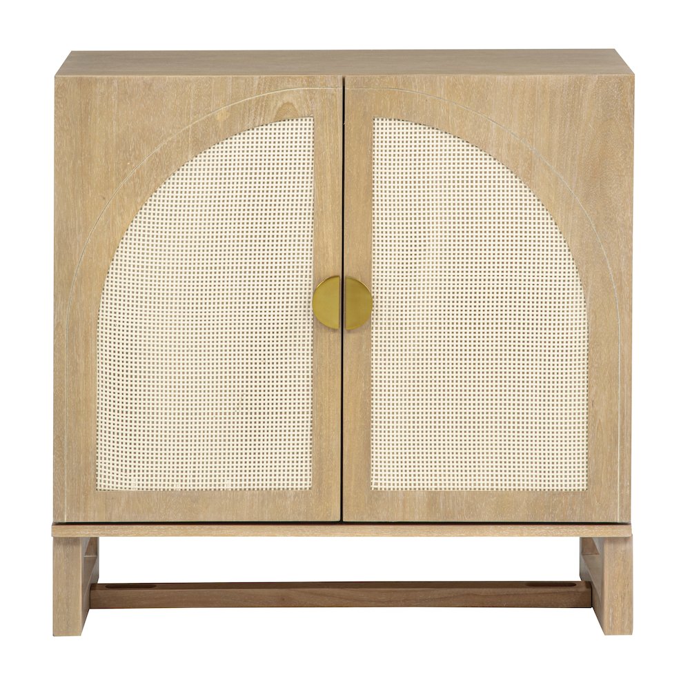 31" Wide 2-Door Accent Cabinet Natural Oak Wood Finish Boho Modern Sideboard. Picture 2
