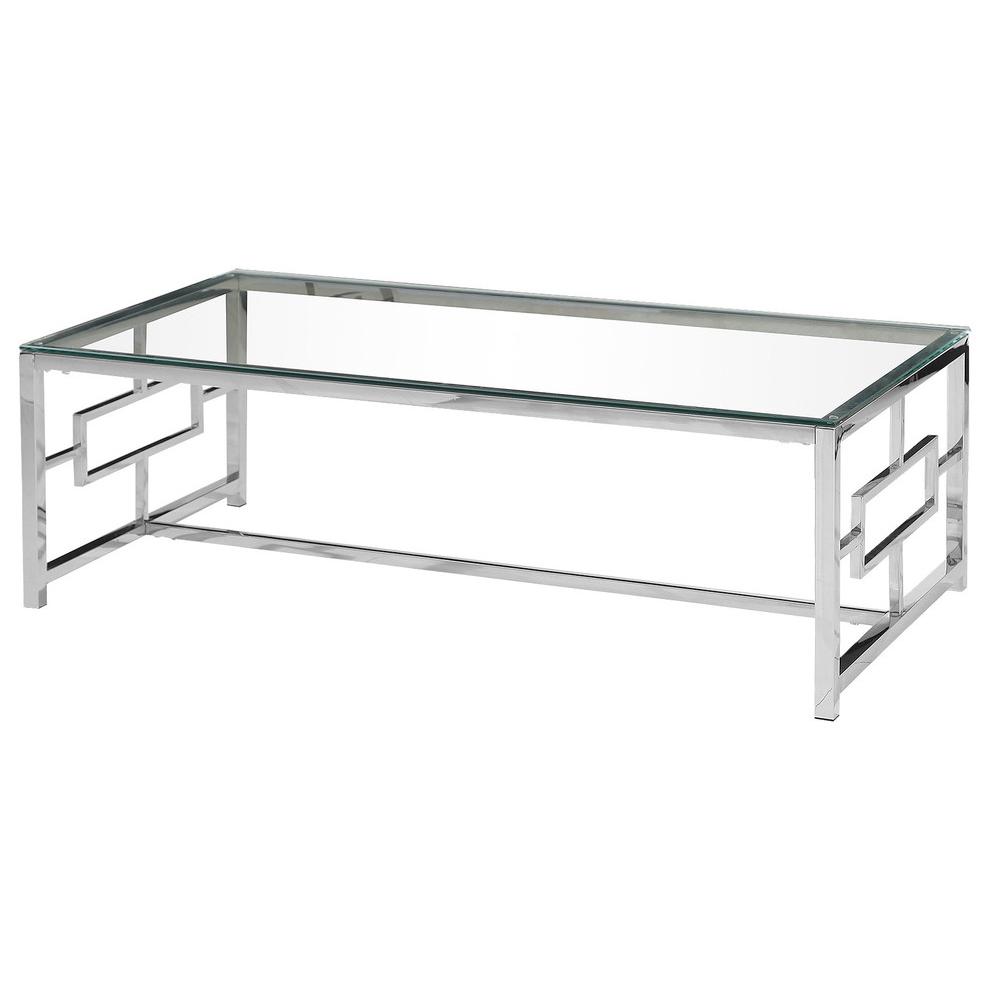 Best Master Stainless Steel and Glass Coffee Table in Silver Base/Clear. Picture 1
