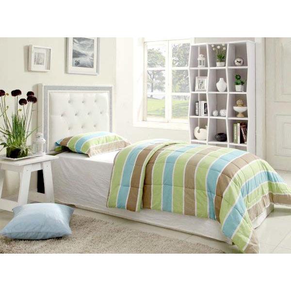 Best Master Faux Leather Full/Queen Headboard Tufted Crystal Rhinestone in White. Picture 4