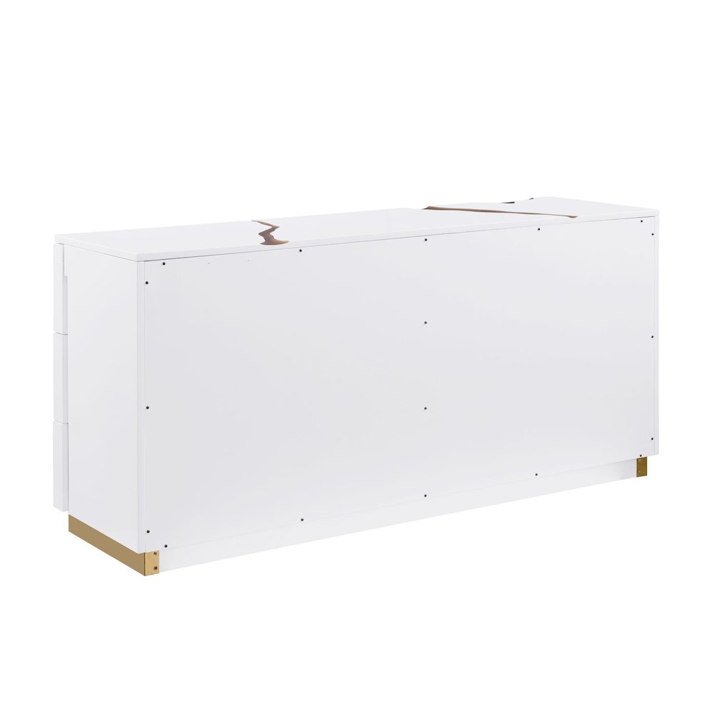 Modern High-Gloss Lacquered Dresser with Gold Crack Accents and Gold Base. Picture 3