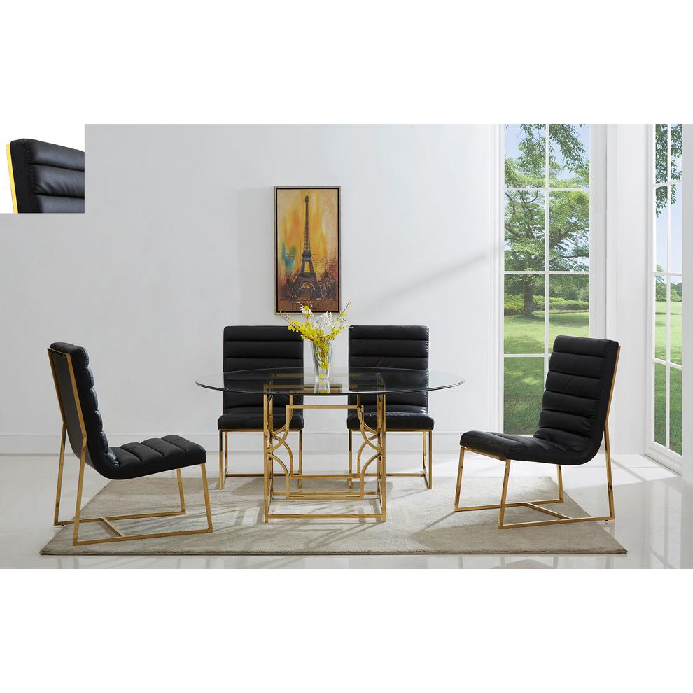 Best Master Alexis 60" Stainless Steel and Glass Round Dining Table in Gold. Picture 4