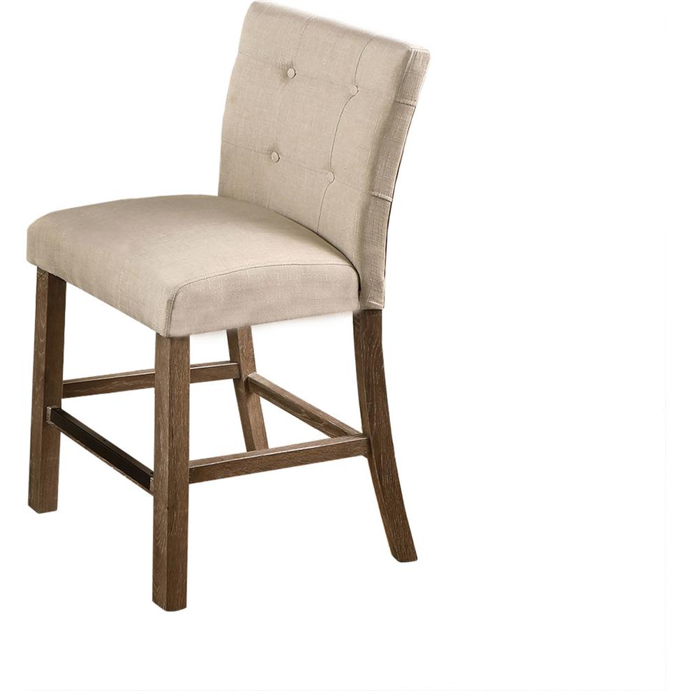 Best Master Hadley Solid Wood Counter Height Chair - Light Gray/Beige (Set of 2). Picture 2