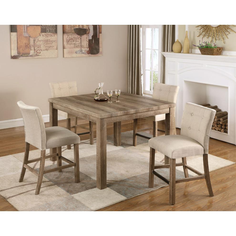 Best Master Hadley Solid Wood Counter Height Chair - Light Gray/Beige (Set of 2). Picture 4