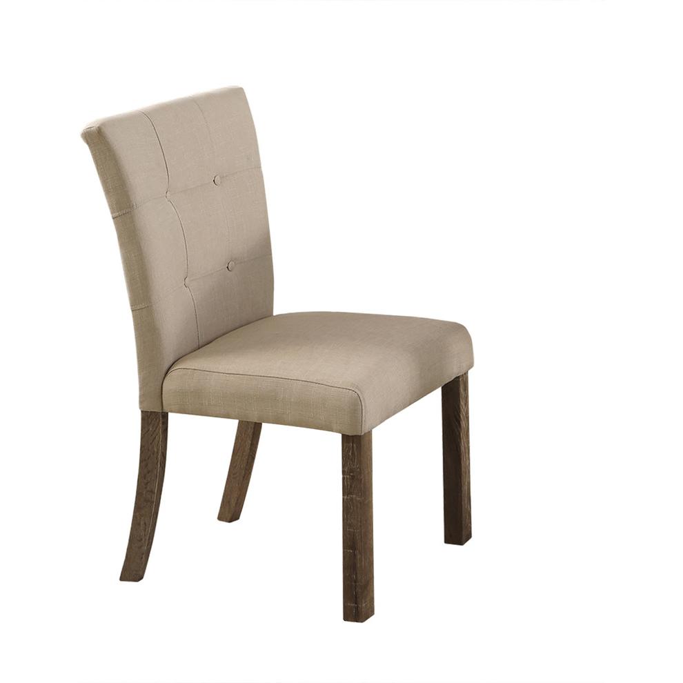Best Master Hadley Solid Wood Dining Side Chair in Light Gray/Beige (Set of 2). Picture 2