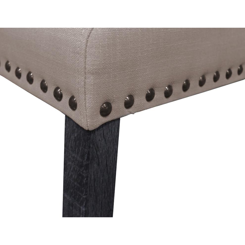 Best Master Linen Fabric Dining Side Chair in Antique Gray/Natural (Set of 2). Picture 2