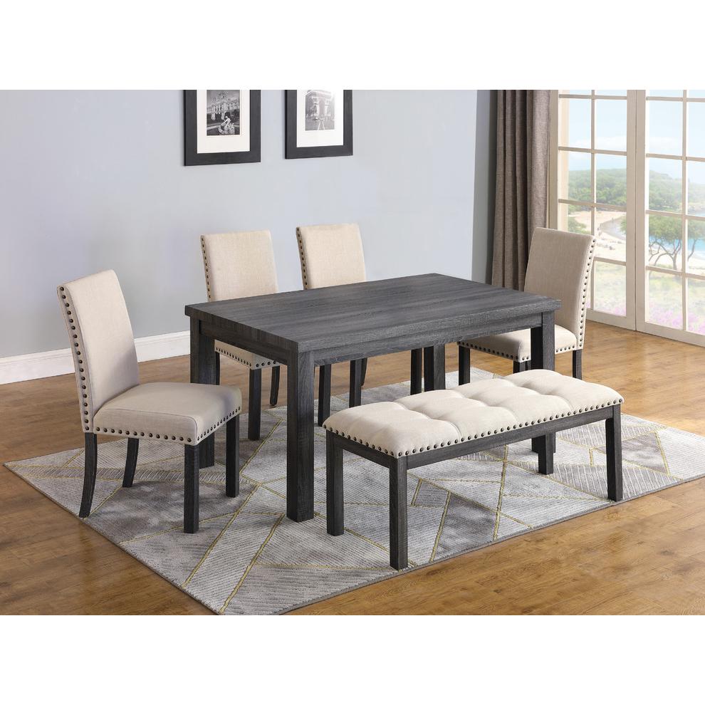 Best Master Linen Fabric Dining Side Chair in Antique Gray/Natural (Set of 2). Picture 3
