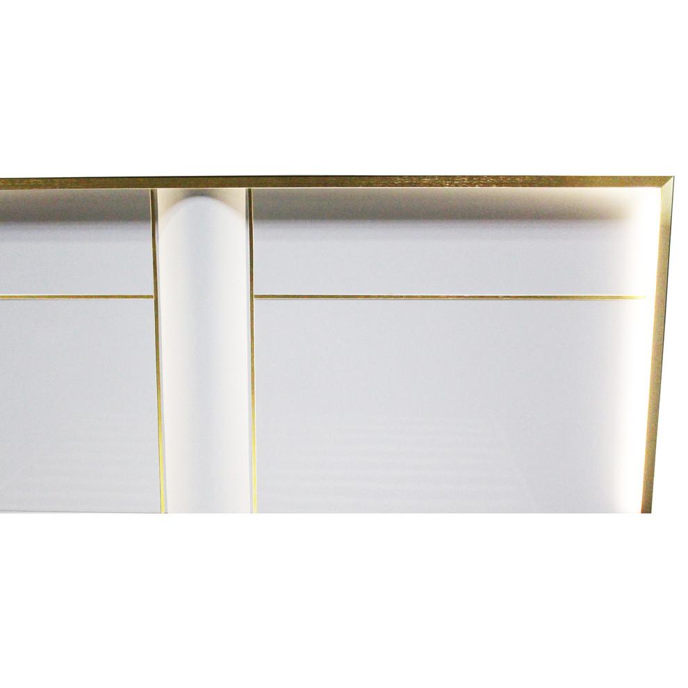 Best Master Havana Poplar Wood Cali King Platform Bed in White with Gold Trim. Picture 2