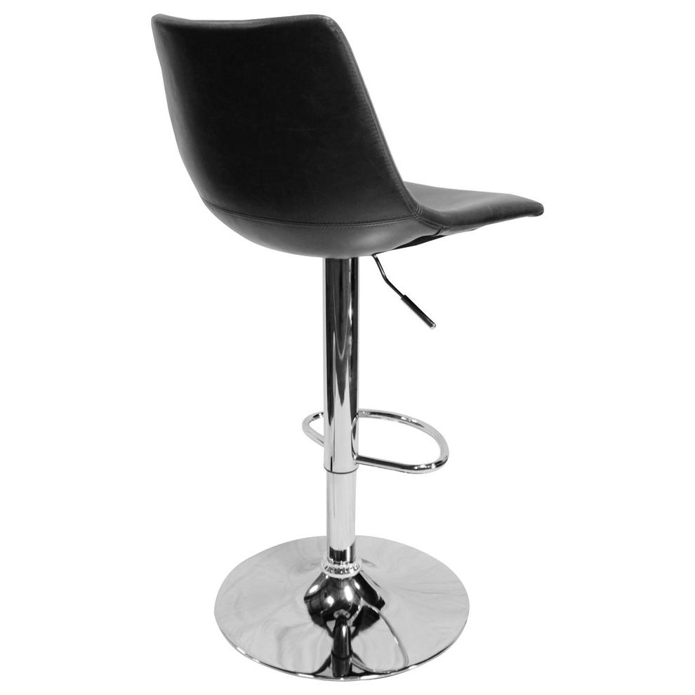 Best Master Jimmy Dean Faux Leather Adjustable Swivel Bar Stool Gray (Set of 2). Picture 4