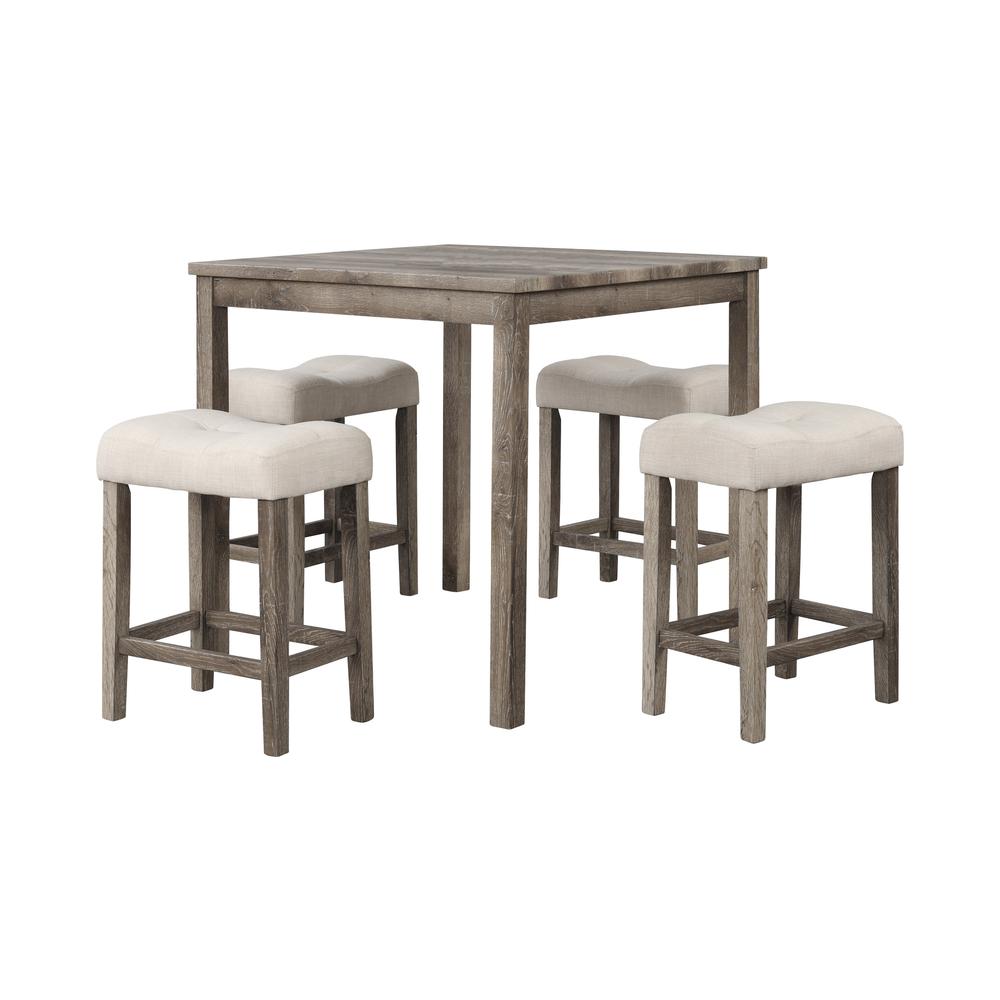Vitalita 5-piece Antique Natural Oak Square Counter Height Set. Picture 1